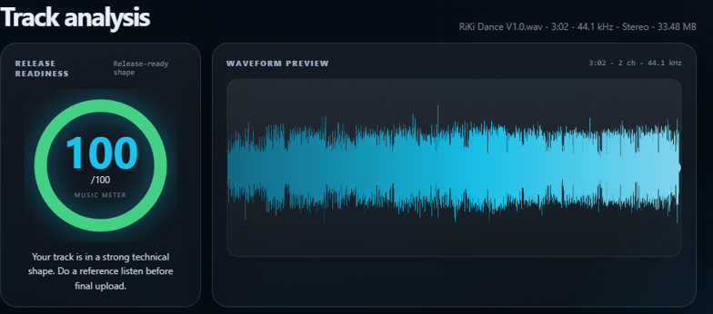 PulseLore Music Meter track analysis preview